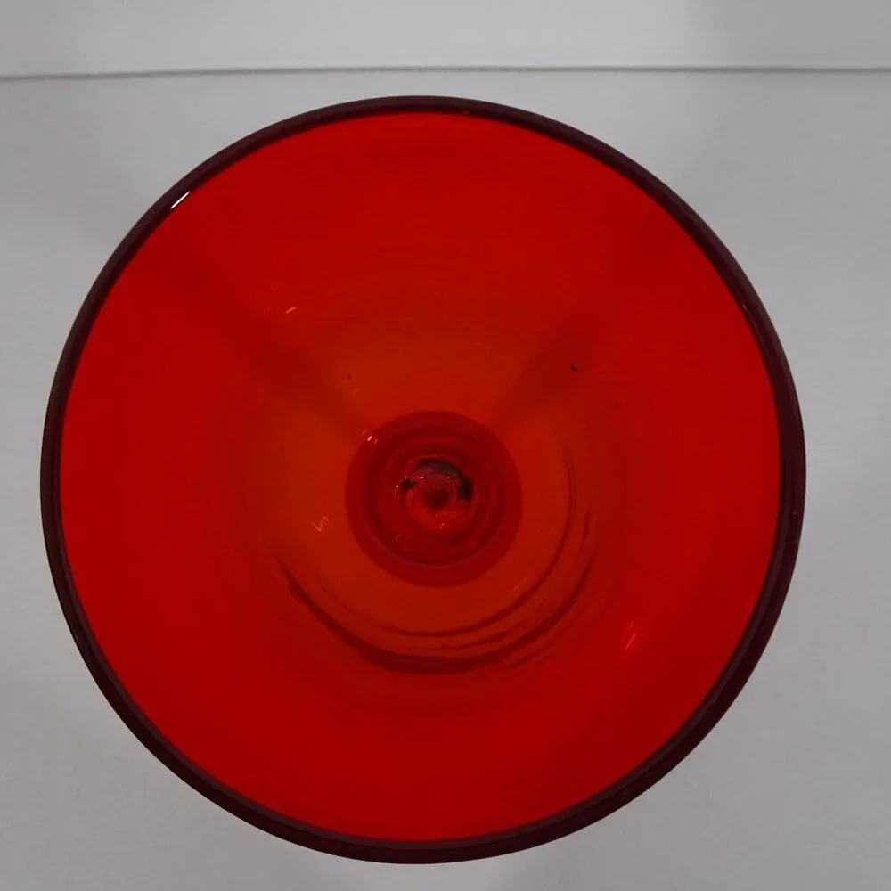 Blenko Vintage Air Twist Red Goblet Vase #489 Large 13